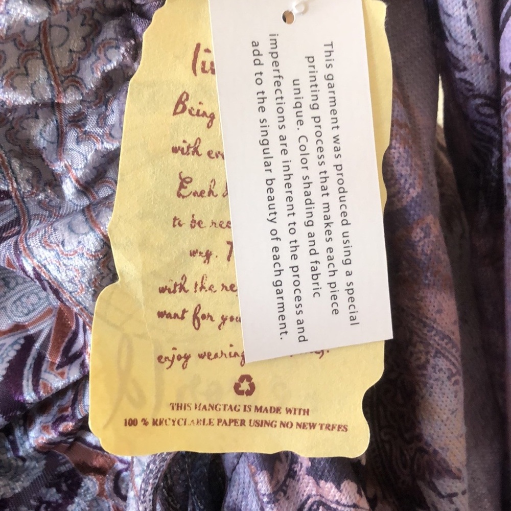 💜One World Ruched printed loose knit purple long cardigan duster sweater NEW💜 - Picture 6 of 6